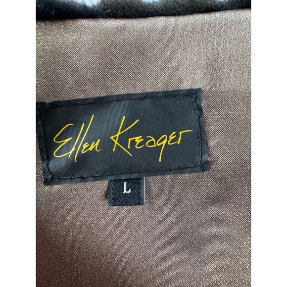 Ellen Kreager Designer Faux Fur Vest Black Sleeveless Jacket L - Picture 5 of 16